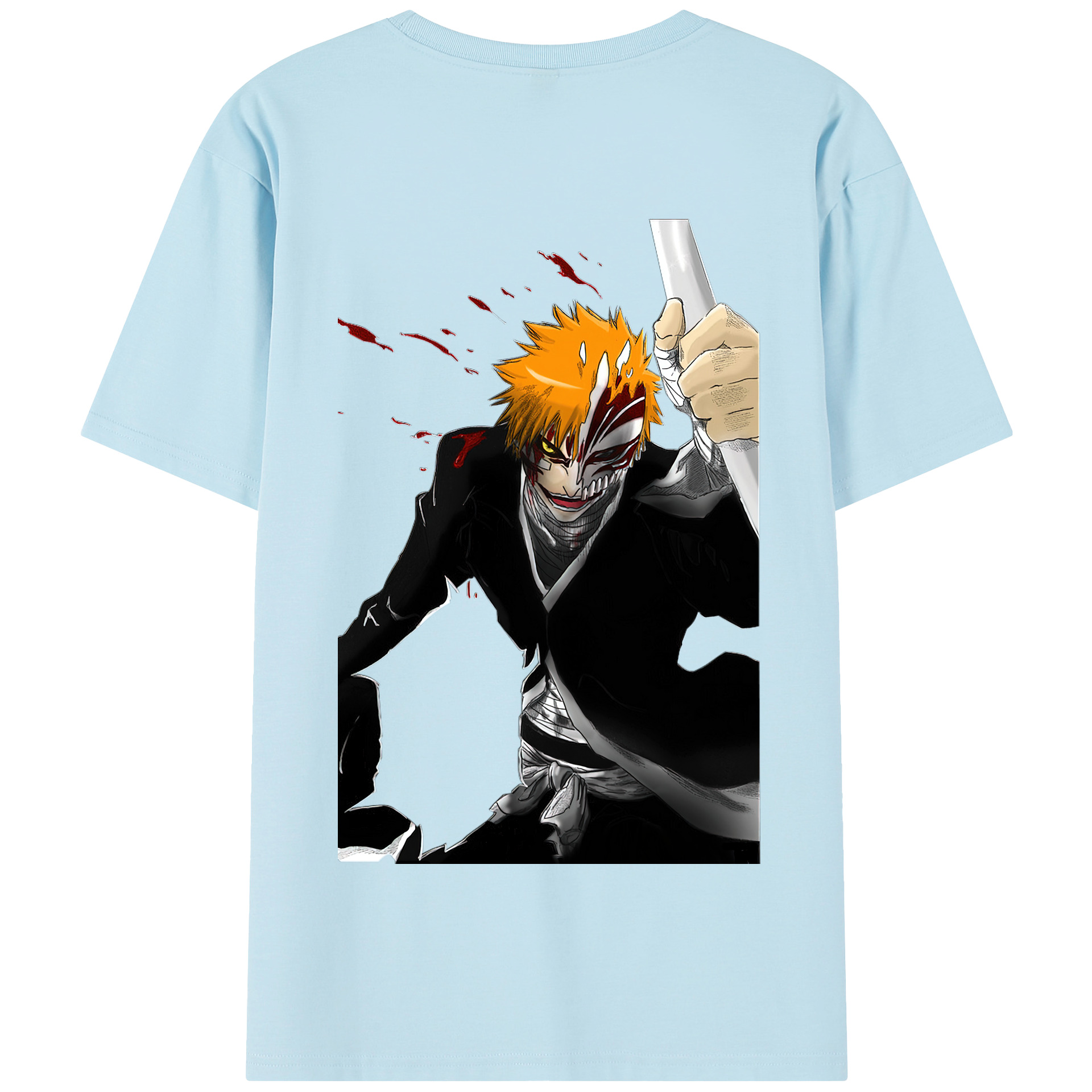 （画像用） ブリーチ 黒崎一護（くろさき いちご）BLEACH Kurosaki Ichigo 綿100％半袖Tシャツ（背面プリント）